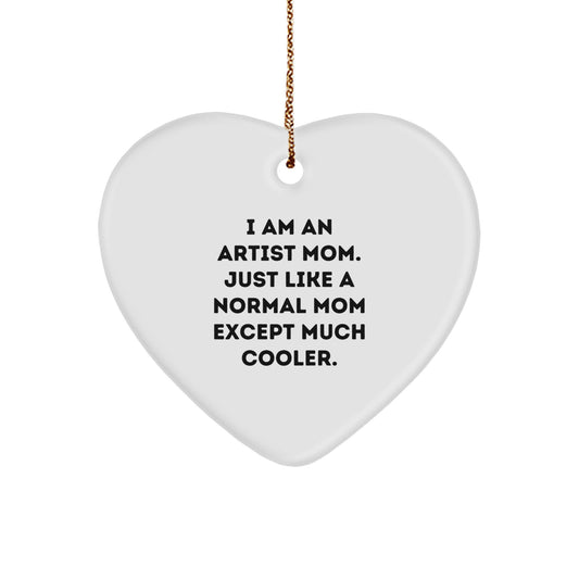 Funny Artist Mom Heart Ornament Gifts from Family for Christmas - Artist Gifts for Women - Heart Ornament for Artist Mom - Image 1