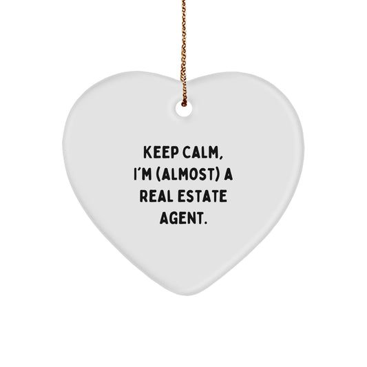 Funny Real Estate Agent Christmas Unique Gifts from Friends to Heart Ornament - Image 1