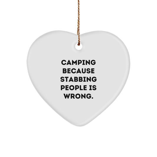 Cute Camping Heart Ornament Funny Quote Gifts from Family for Camping Lovers Christmas Unique Gifts - Image 1