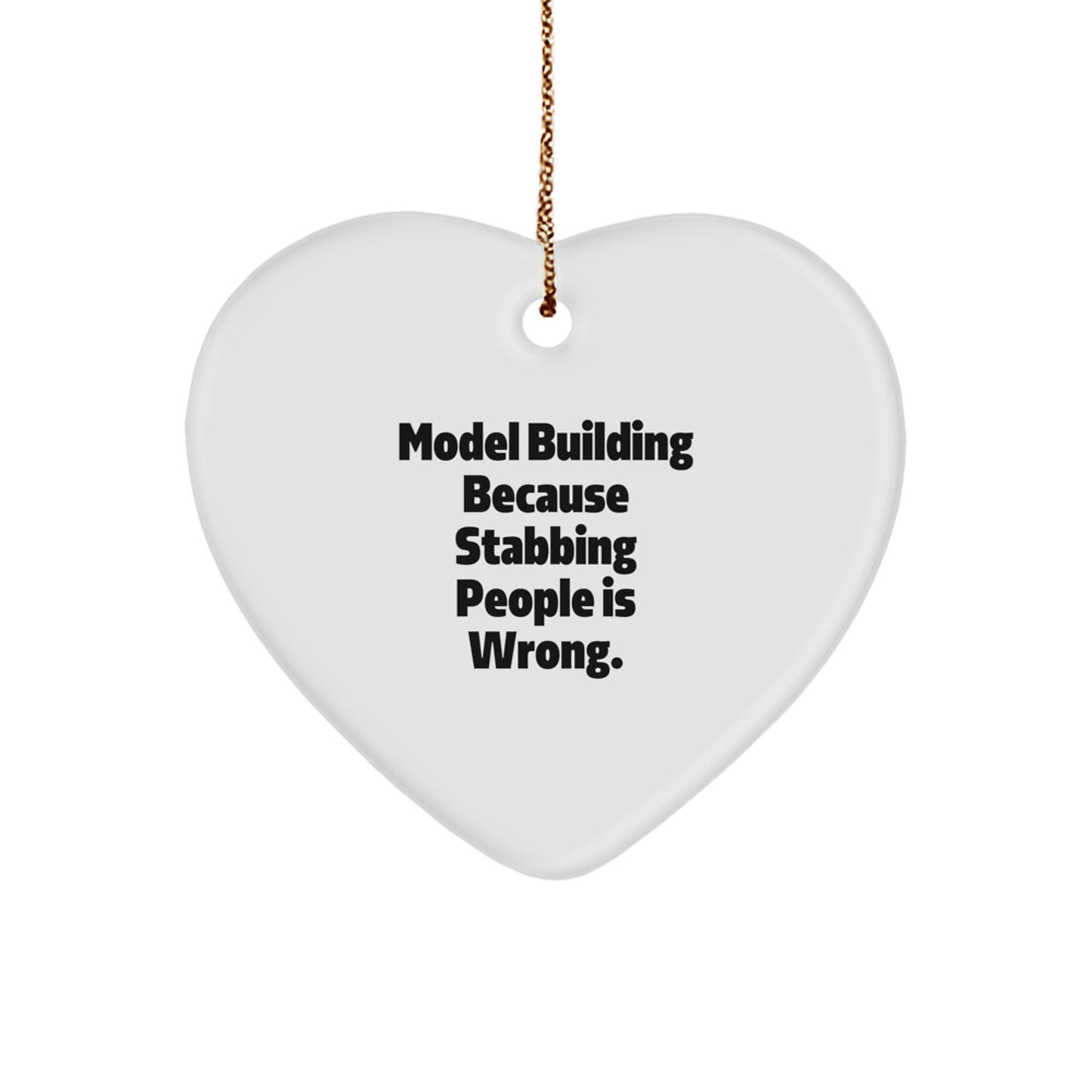 Funny Model Building Heart Ornament Gifts from Friends, Unique Christmas Decorations for Model Builders, Heart Shaped Ornament with Model Building Joke - Image 1