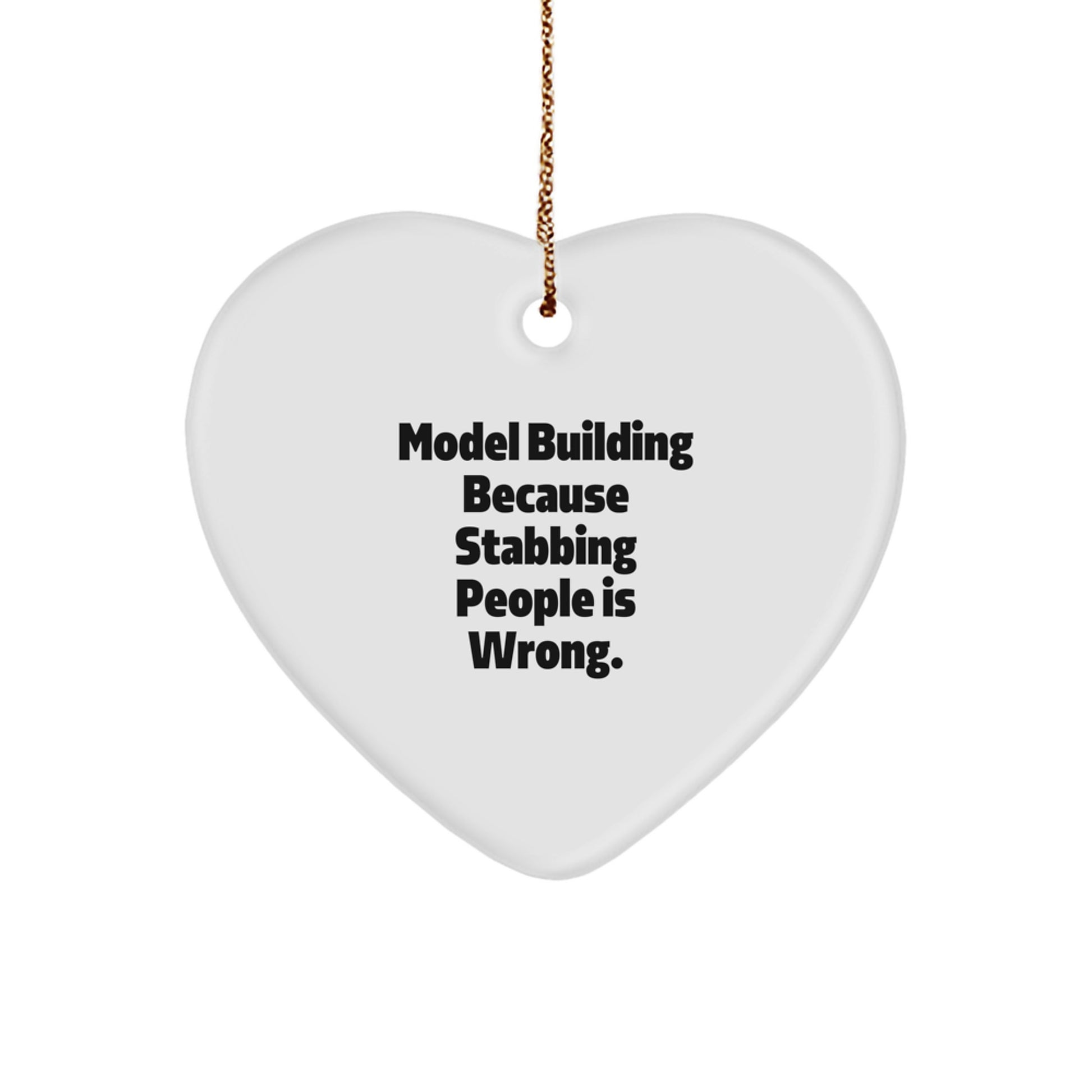 Funny Model Building Heart Ornament Gifts from Friends, Unique Christmas Decorations for Model Builders, Heart Shaped Ornament with Model Building Joke - Image 1