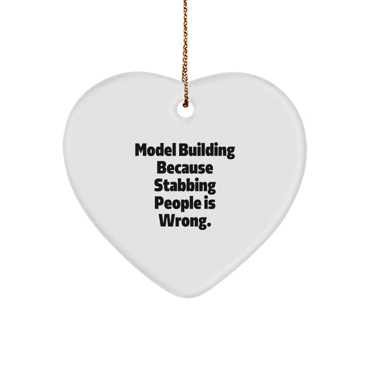 Funny Model Building Heart Ornament Gifts from Friends, Unique Christmas Decorations for Model Builders, Heart Shaped Ornament with Model Building Joke - Image 1