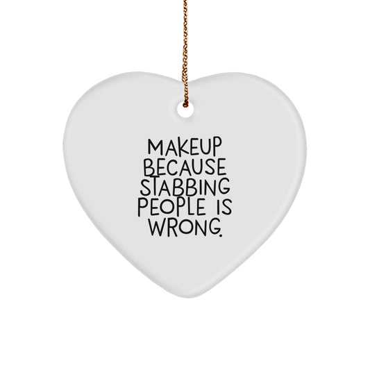 Funny Makeup Heart Ornament Gifts for Makeup Enthusiasts from Friends, Cute Christmas Unique Gifts - Image 1