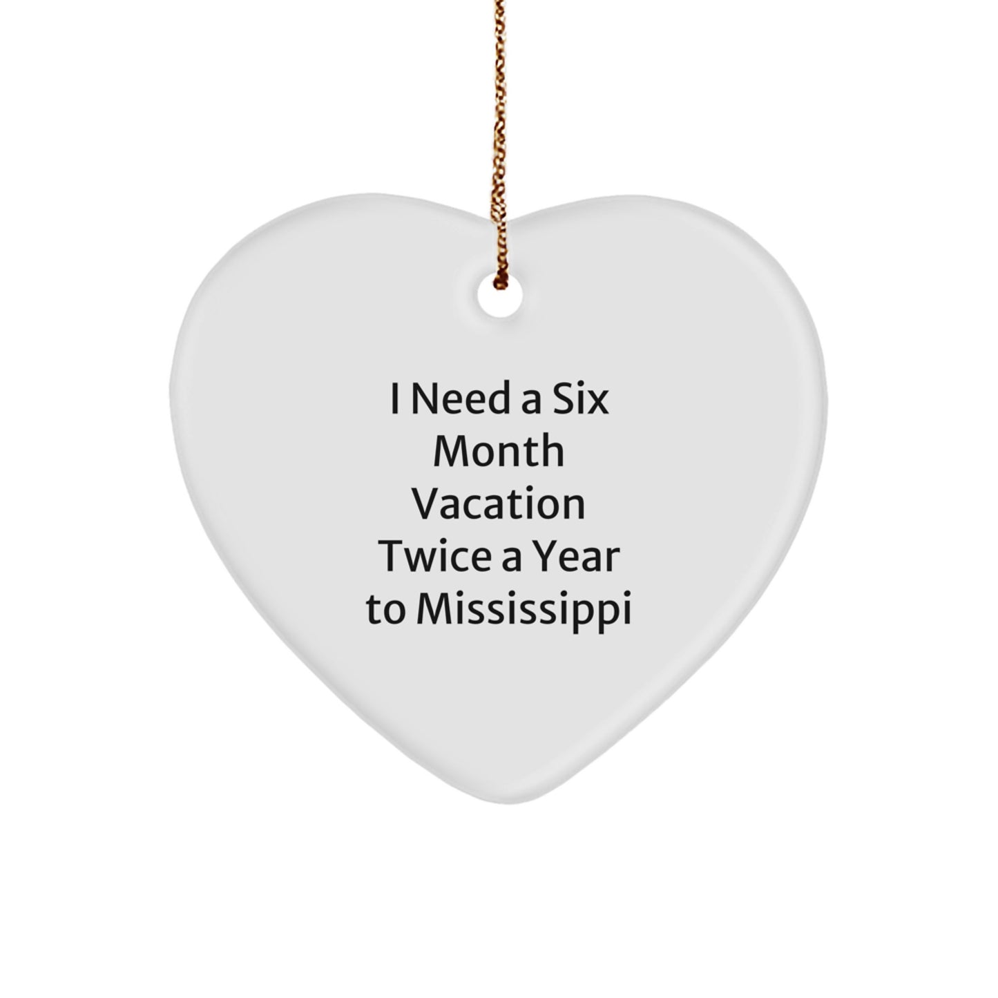 Mississippi Heart Ornament, Funny Gift from Friends to Mississippi Lovers, Christmas Unique Gifts for Home Decor - Image 1