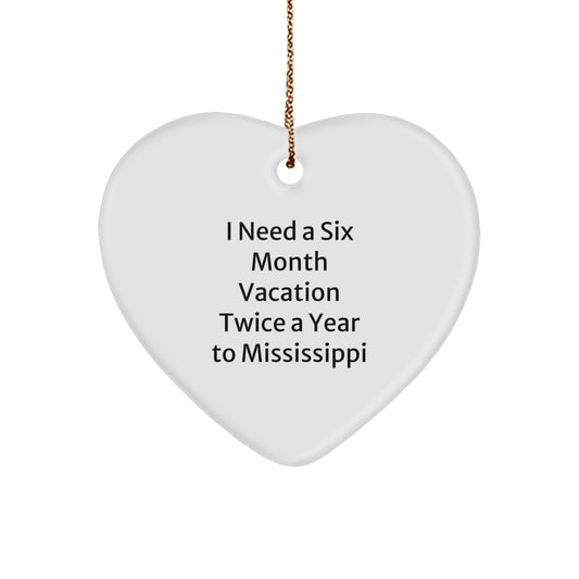 Mississippi Heart Ornament, Funny Gift from Friends to Mississippi Lovers, Christmas Unique Gifts for Home Decor - Image 1
