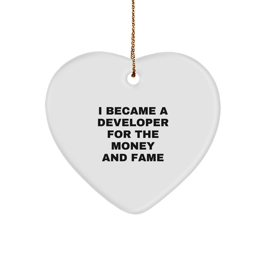 Funny Developer Gifts from Friends for Developer Heart Ornament, Developer Christmas Unique Gifts, Christmas Heart Ornament for Developer, Developer Heart-Shaped Decoration, Developer Heart Ornament - Image 1
