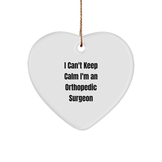 Funny Orthopedic Surgeon Gifts from Friends and Family - I Can't Keep Calm Heart Ornament for Christmas Unique Gifts - Image 1