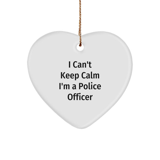 Police Officer Heart Ornament Gifts from Friends and Family 'I Can't Keep Calm I'm A Police Officer' Funny Christmas Unique Gifts - Image 1