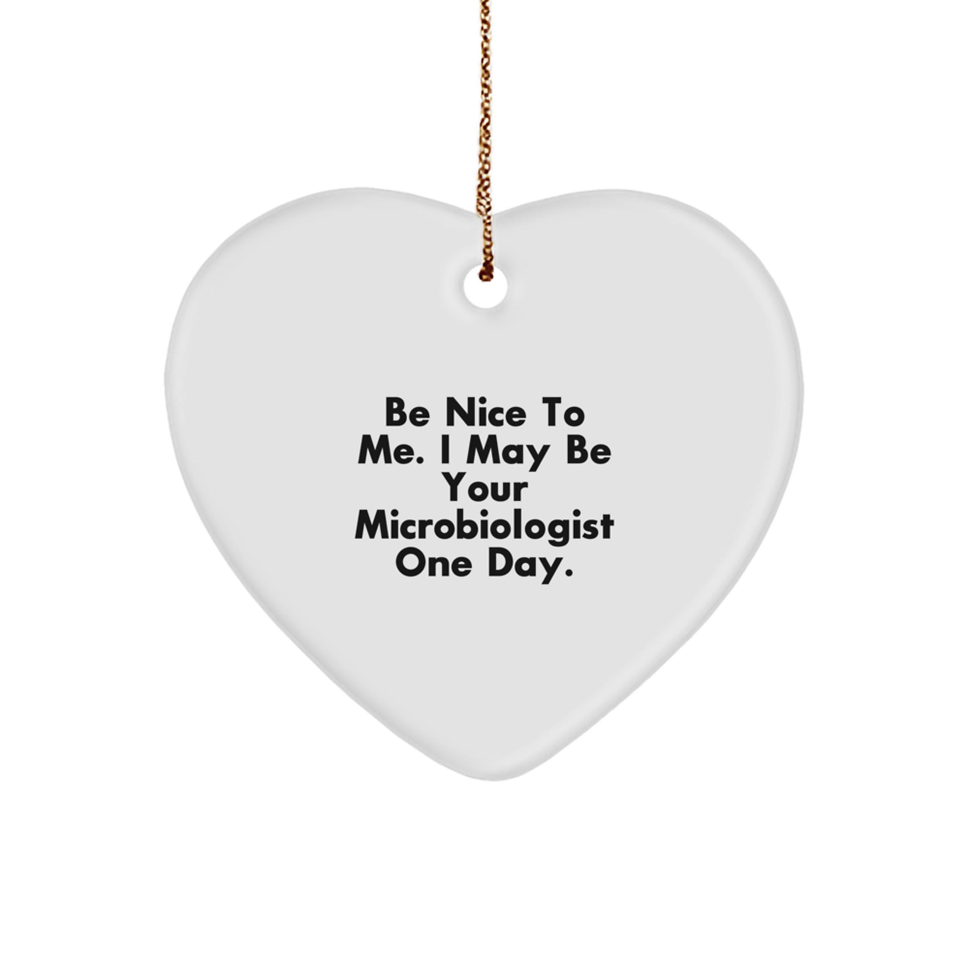 Funny Microbiologist Gifts from Friends for Men - Heart Ornament with Be Nice To Me I May Be Your Microbiologist One Day Quote, Unique Christmas Unique Gifts - Image 1