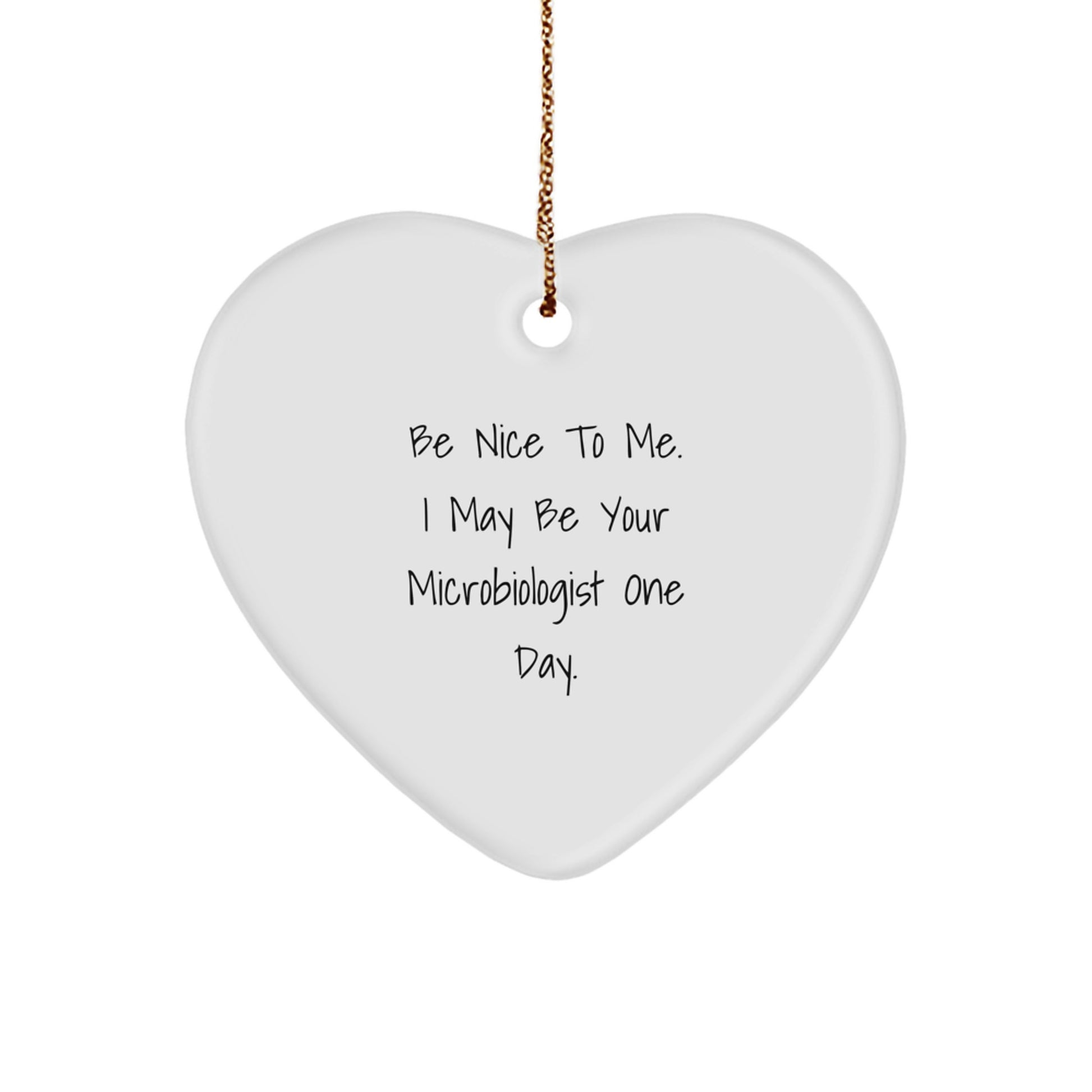 Funny Microbiologist Christmas Unique Gifts from Friends - Heart Ornament Be Nice To Me One Day - Image 1