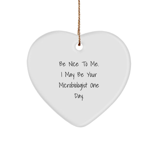 Funny Microbiologist Christmas Unique Gifts from Friends - Heart Ornament Be Nice To Me One Day - Image 1