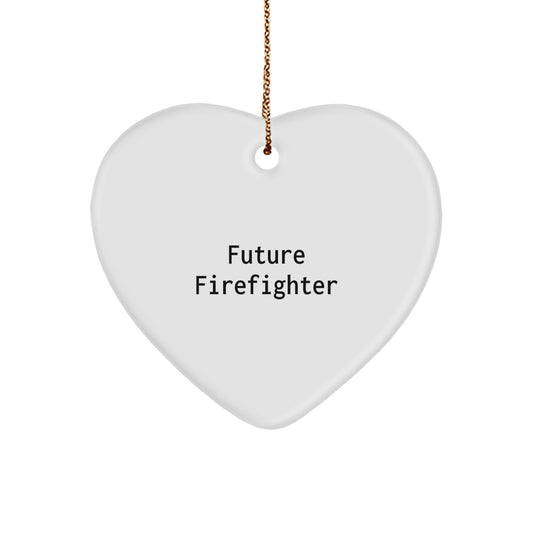Funny Future Firefighter Gifts from Friends, Heart Ornament for Men, Inspirational Christmas Unique Gifts - Image 1