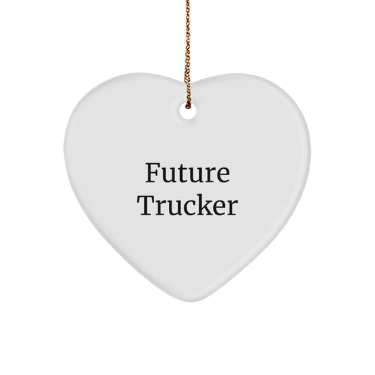 Future Trucker Quote Heart Ornament Gifts from Family for Christmas Unique Trucker Decorations - Image 1