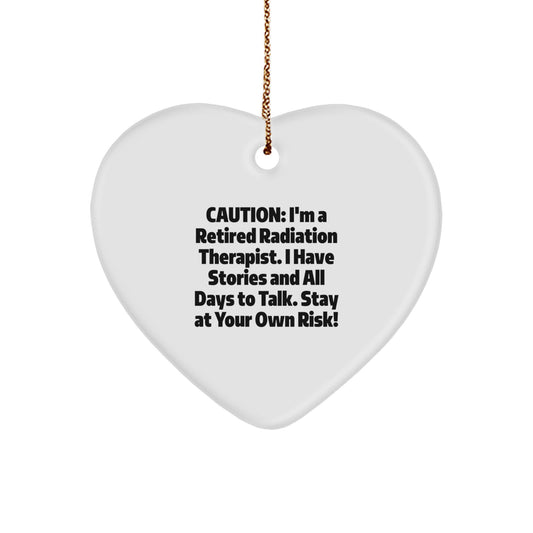 Radiation Therapist Gifts from Friends, Radiation Therapist Heart Ornament with Caution Quote, Christmas Unique Gifts for Radiation Therapist Men and Women - Image 1