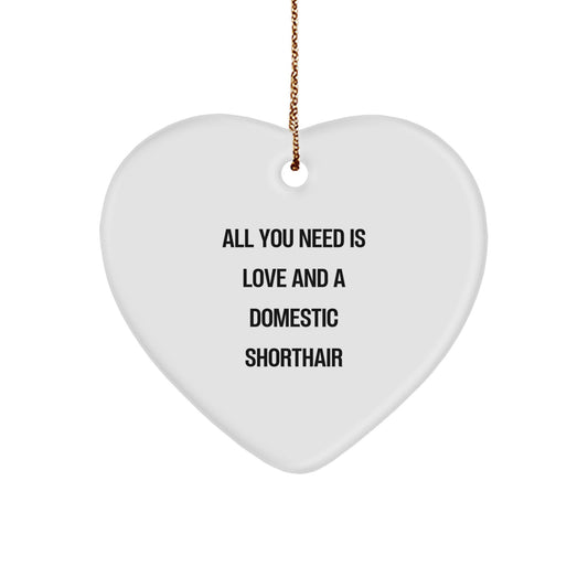 Domestic Shorthair Cat Heart Ornament Gifts from Family, Friends, or Coworkers for Christmas - Image 1