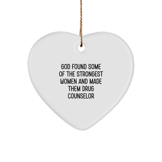 Funny Drug Counselor Gifts from Women, Heart Ornament for Drug Counselors, Inspirational Quote Christmas Unique Gifts for Women, Gifts for Drug Counselor, Heart Shaped Ornament - Image 1