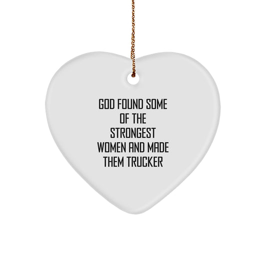 Funny Trucker Gifts from Women - Inspirational Heart Ornament for Trucker Friends - Christmas Unique Gifts for Trucker Men - Image 1