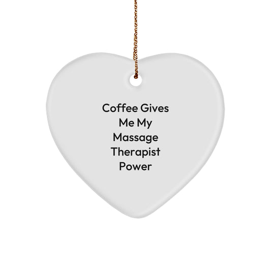 Massage Therapist Gifts from Friends, Funny Heart Ornament with Coffee Quote, Perfect for Christmas - Image 1