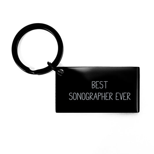 Funny Sonographer Gifts for Men or Women Graduation Keychain - 'Best Sonographer Ever' Engraved Stainless Steel Keychain, Black Color, Resistant to Rust and Corrosion - Image 1