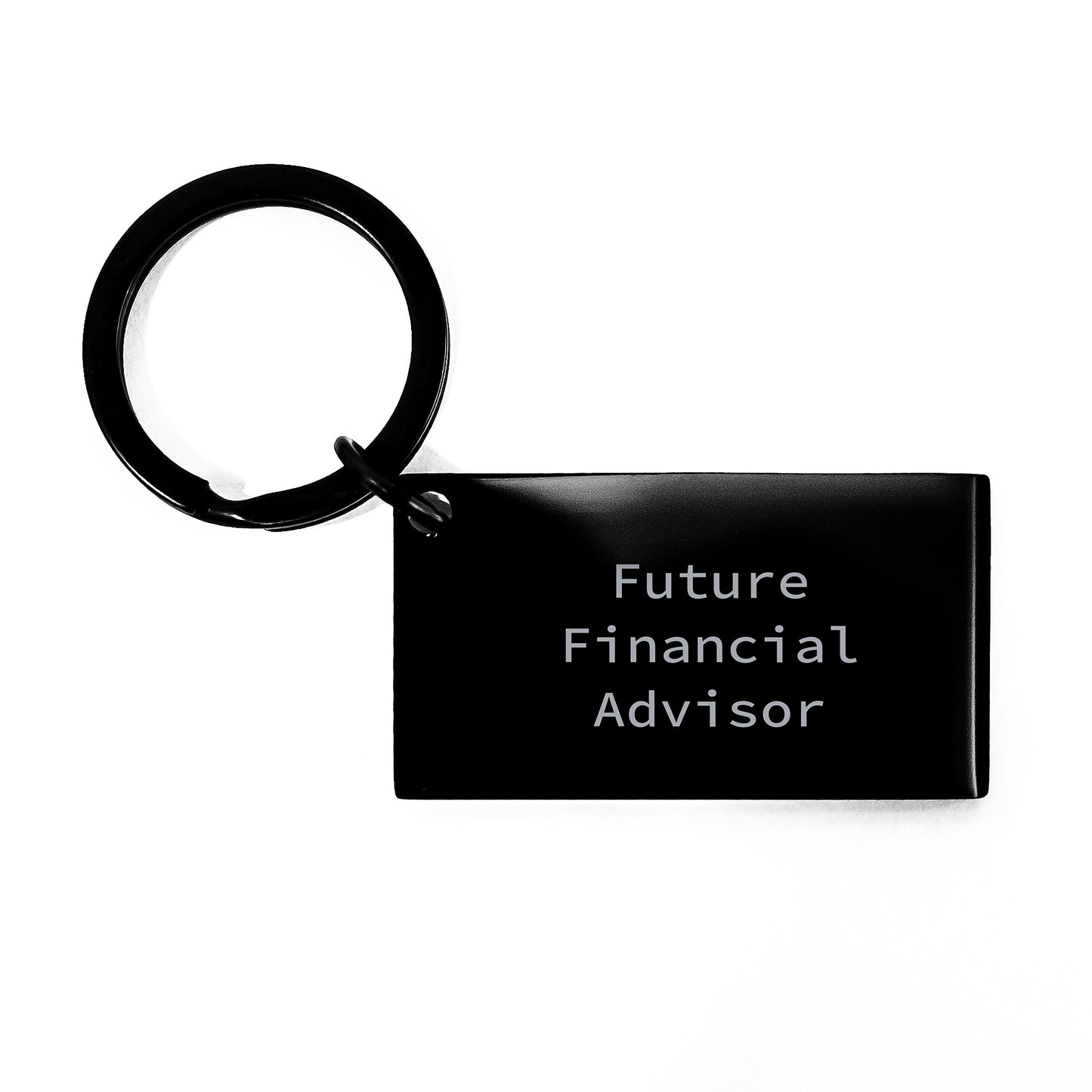 Funny Financial Advisor Keychain Gifts from Friends to Future Financial Advisor Graduation, Inspirational Quote, Stainless Steel, Black, 1.57 x 0.87 inches - Image 1