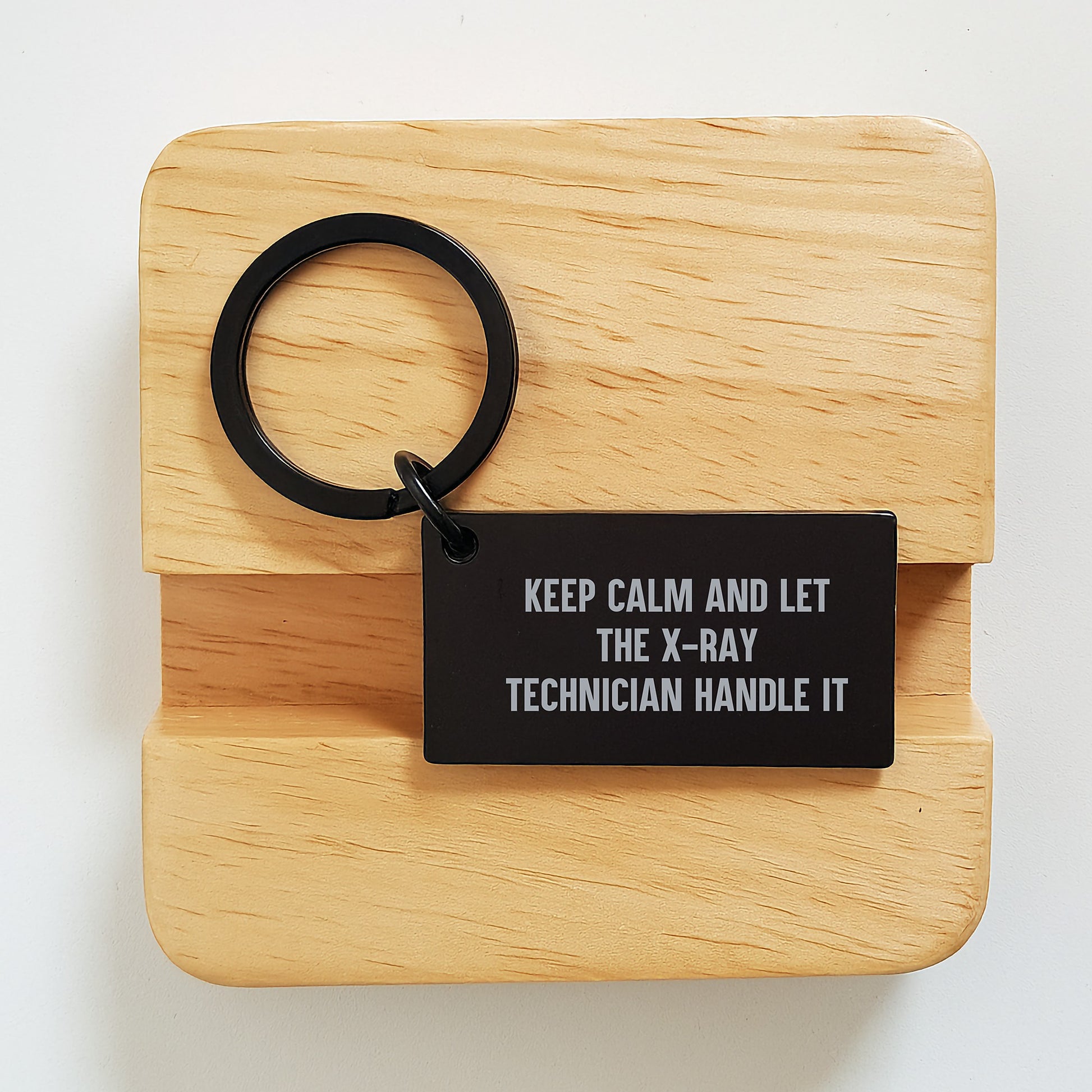 Funny X-Ray Technician Keychain, Gifts from Friends for Graduation, 'Keep Calm And Let The X-ray Technician Handle It', Stainless Steel, Black Color - Image 2