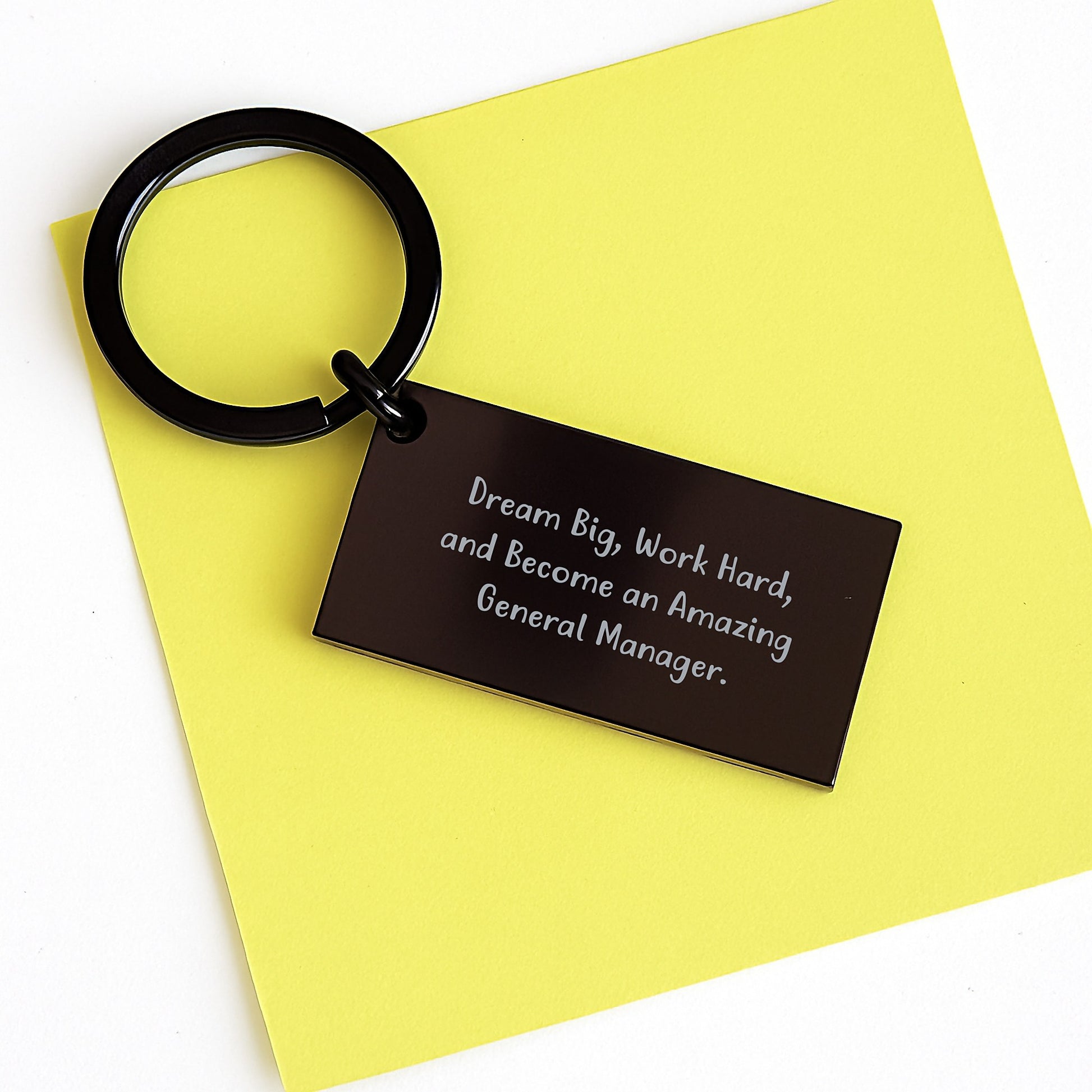 Inspirational General Manager Keychain, 'Dream Big Work Hard' Engraved, Stainless Steel, Birthday Unique Gift for Men, Women, or Coworkers - Image 3