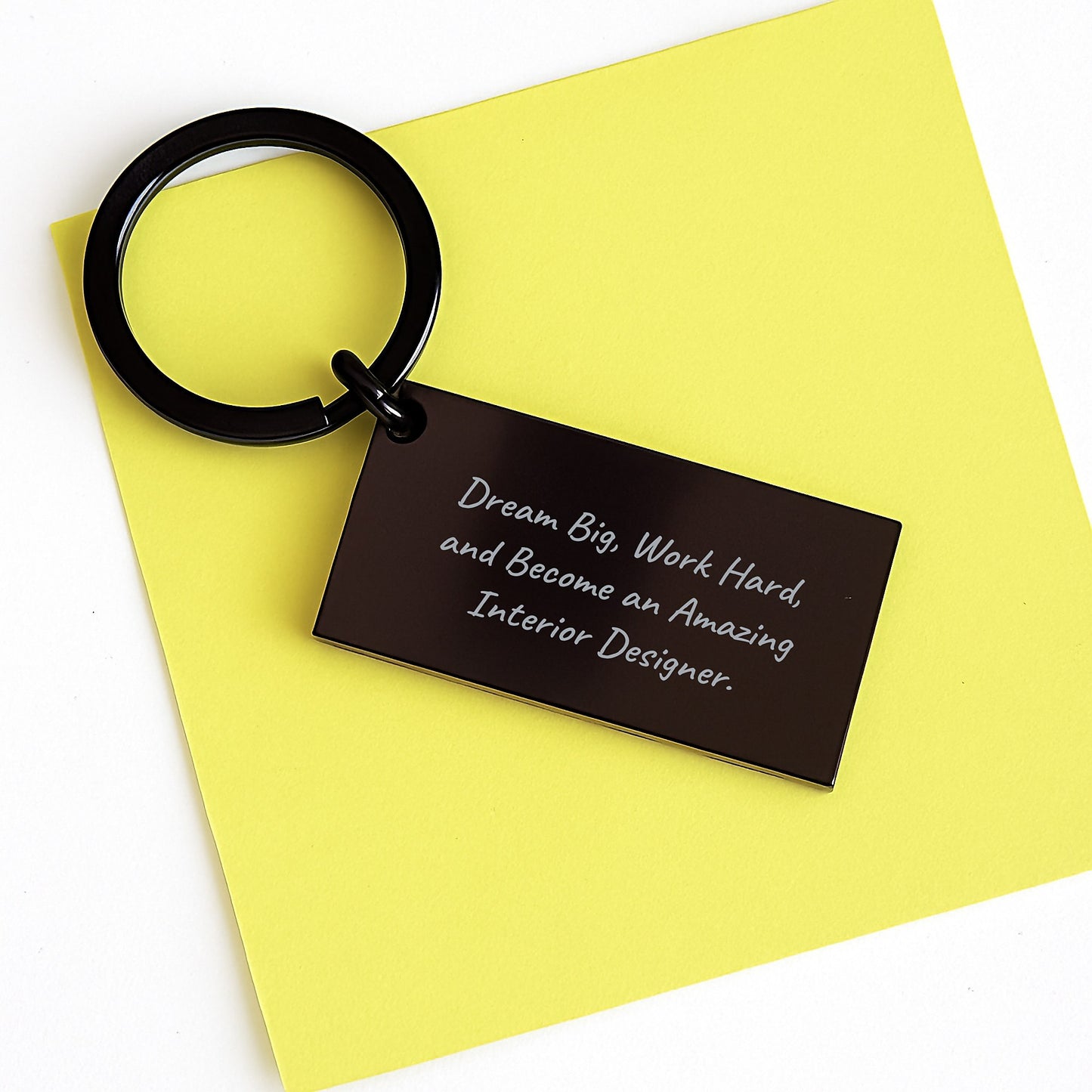 Inspirational Interior Designer Keychain - Gift from Friends for Birthday, Dream Big Work Hard Engraved Stainless Steel Keychain - Image 3