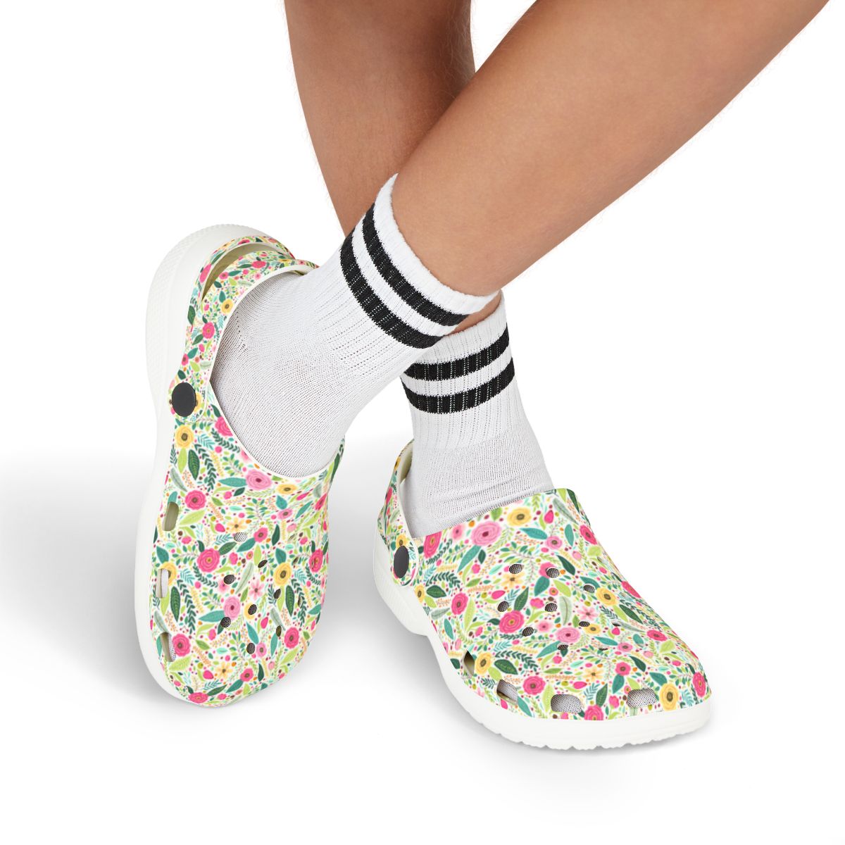 Peony Meadow Garden Shoes for Adults & Kids – Lightweight EVA Slip-On Floral Summer Sandals Water-Resistant Nurse Comfort & Walking Footwear