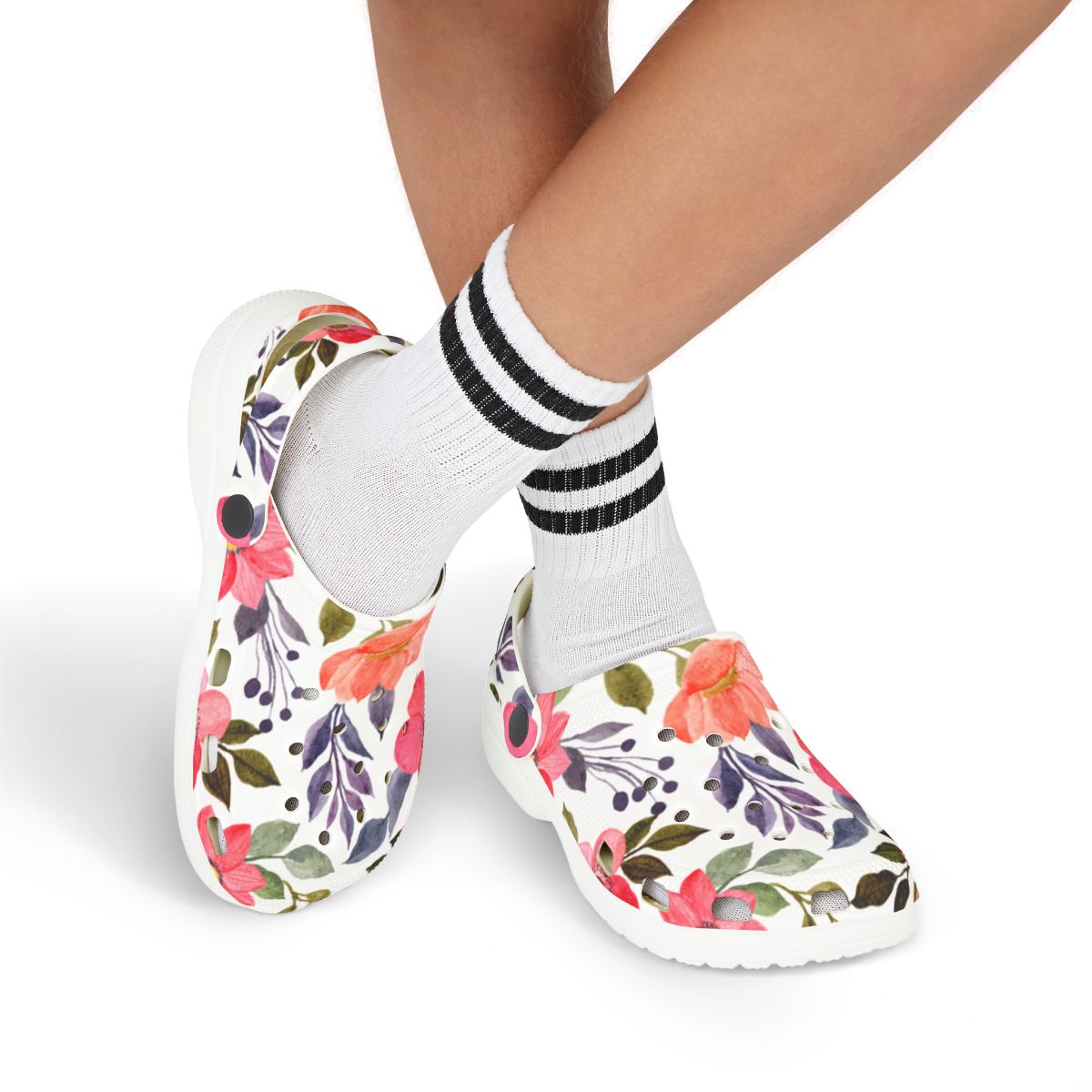 Blush Bloom Garden Shoes for Adults & Kids – Lightweight EVA Slip-On Pink Floral Sandals Water-Resistant Nurse Comfort & Everyday Walking
