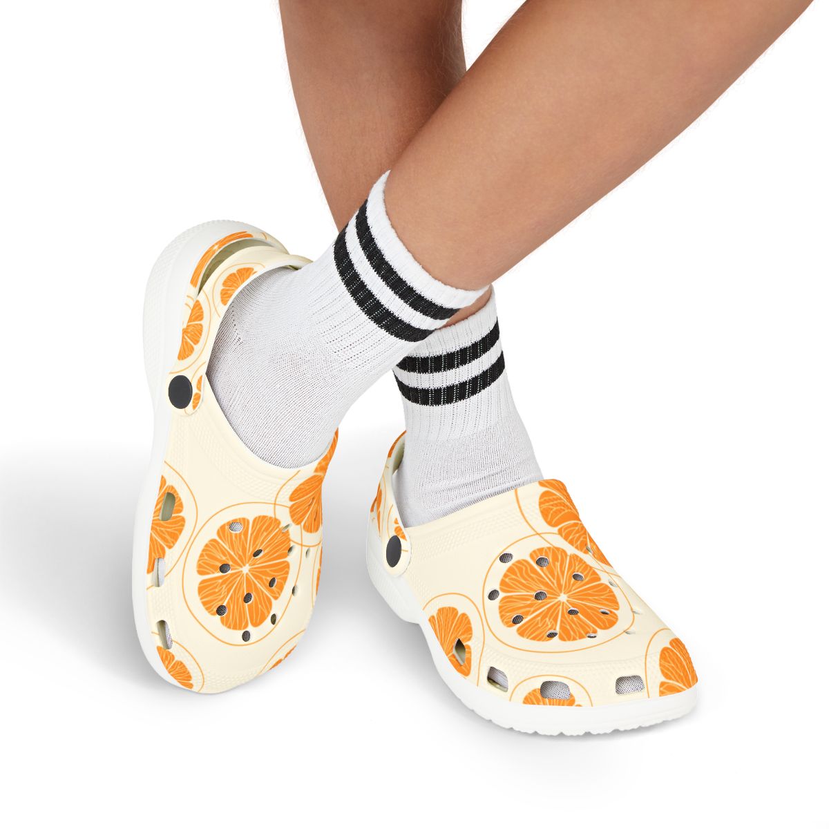 Orange Citrus Clogs – Lightweight EVA Garden Shoes – Fruit Print Slip-On Comfort Mules for Women, Nurses & Summer Style Lovers