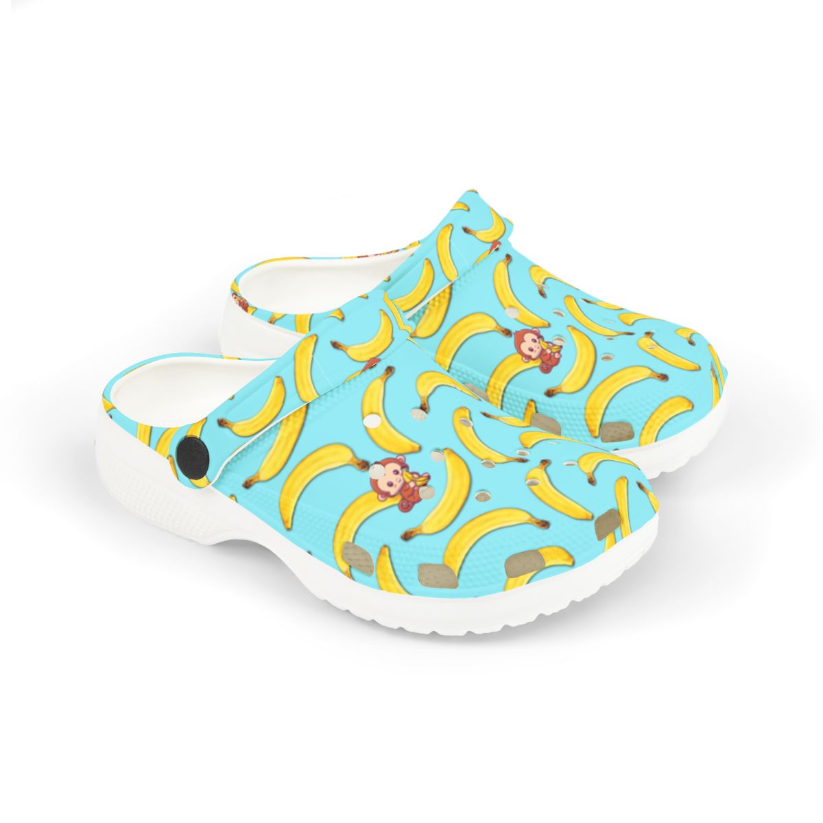 Banana Monkey Garden Shoes for Adults & Kids – Lightweight EVA Slip-On Summer Fruit Sandals Water-Resistant Nurse Comfort & Walking Footwear