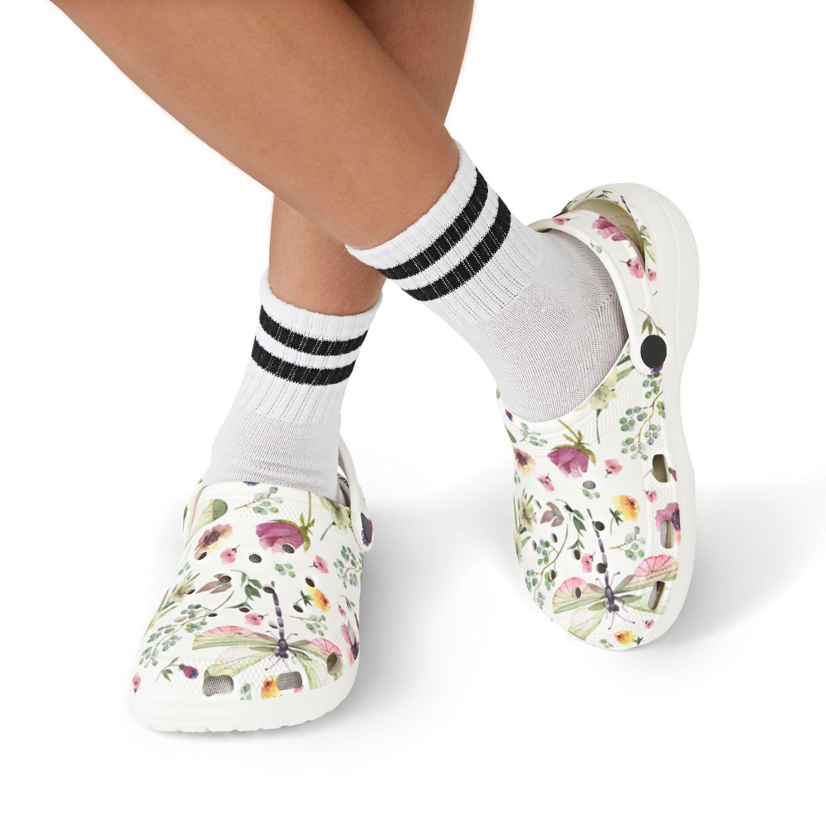 Dragonfly Wildflower Garden Shoes for Adults & Kids – Lightweight EVA Slip-On Floral Summer Sandals Water-Resistant Nurse Comfort & Walking
