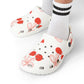 Cherry Bow Garden Shoes for Adults & Kids – Lightweight EVA Slip-On Summer Sandals with Hearts & Fruit Print, Water-Resistant Nurse Comfort