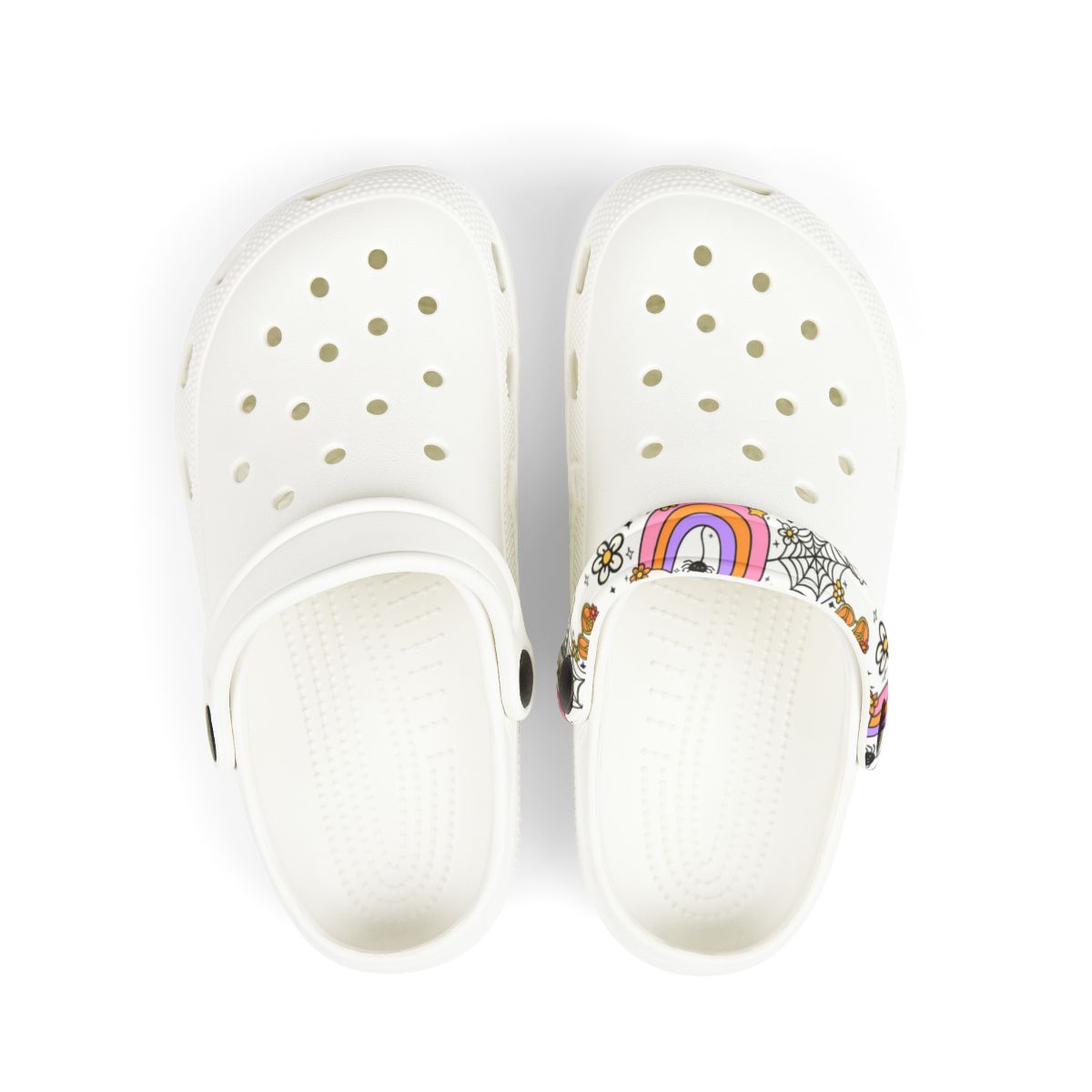 Rainbow Skull Garden Shoes for Adults & Kids – Lightweight EVA Slip-On Halloween Sandals with Spiders, Stars & Flowers, Water-Resistant Nurse Comfort