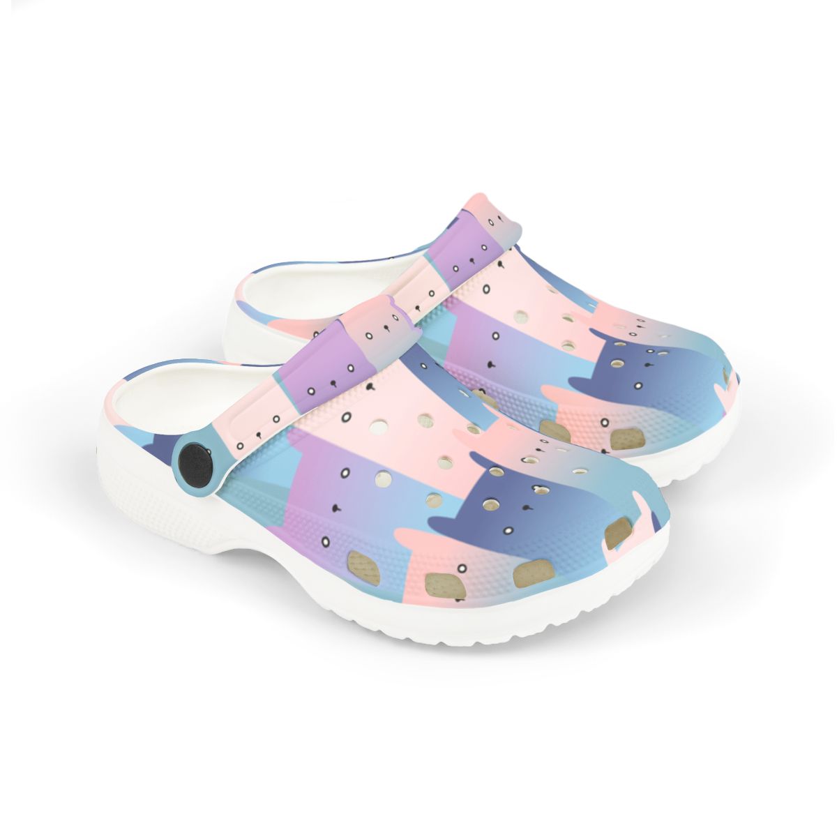 Pastel Cat Print Garden Shoes for Adults & Kids – Lightweight EVA Slip-On Colorful Summer Sandals Water-Resistant Nurse Comfort & Walking