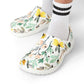 Wildflower Bloom Garden Shoes for Adults & Kids – Lightweight EVA Slip-On White Floral Sandals Water-Resistant Nurse Comfort & Walking