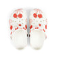 Cherry Bow Garden Shoes for Adults & Kids – Lightweight EVA Slip-On Summer Sandals with Hearts & Fruit Print, Water-Resistant Nurse Comfort