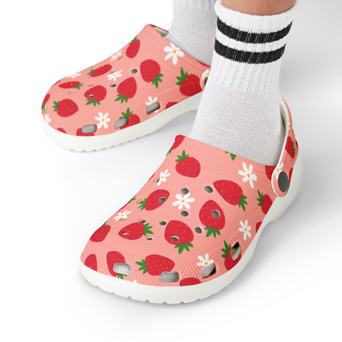 Strawberry Garden Shoes for Adults & Kids – Lightweight EVA Slip-On Pink Fruit Sandals Water-Resistant Nurse Comfort & Summer Walking