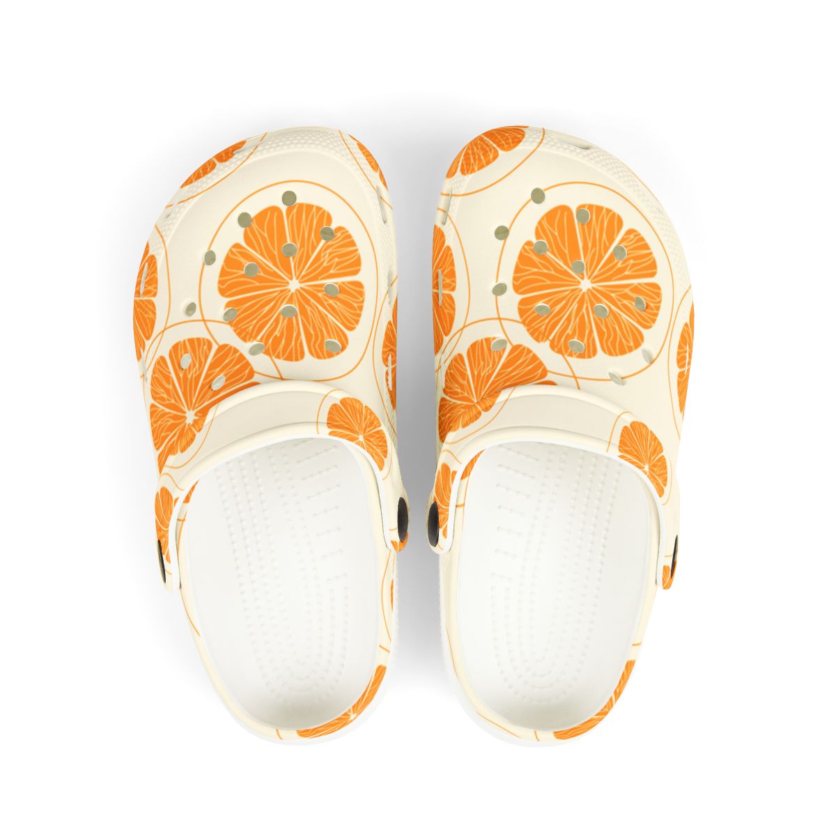 Orange Citrus Clogs – Lightweight EVA Garden Shoes – Fruit Print Slip-On Comfort Mules for Women, Nurses & Summer Style Lovers