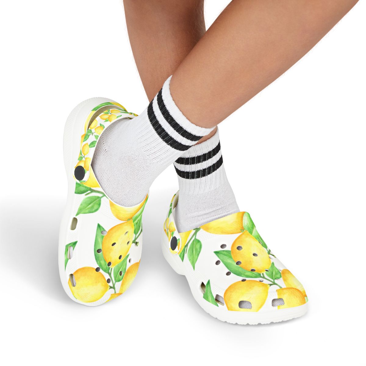 Lemon Sandals for Women and Kids – Citrus Print Garden Shoes, Lightweight EVA Slip-Ons, Cute Summer Footwear & Nurse Comfort Mules