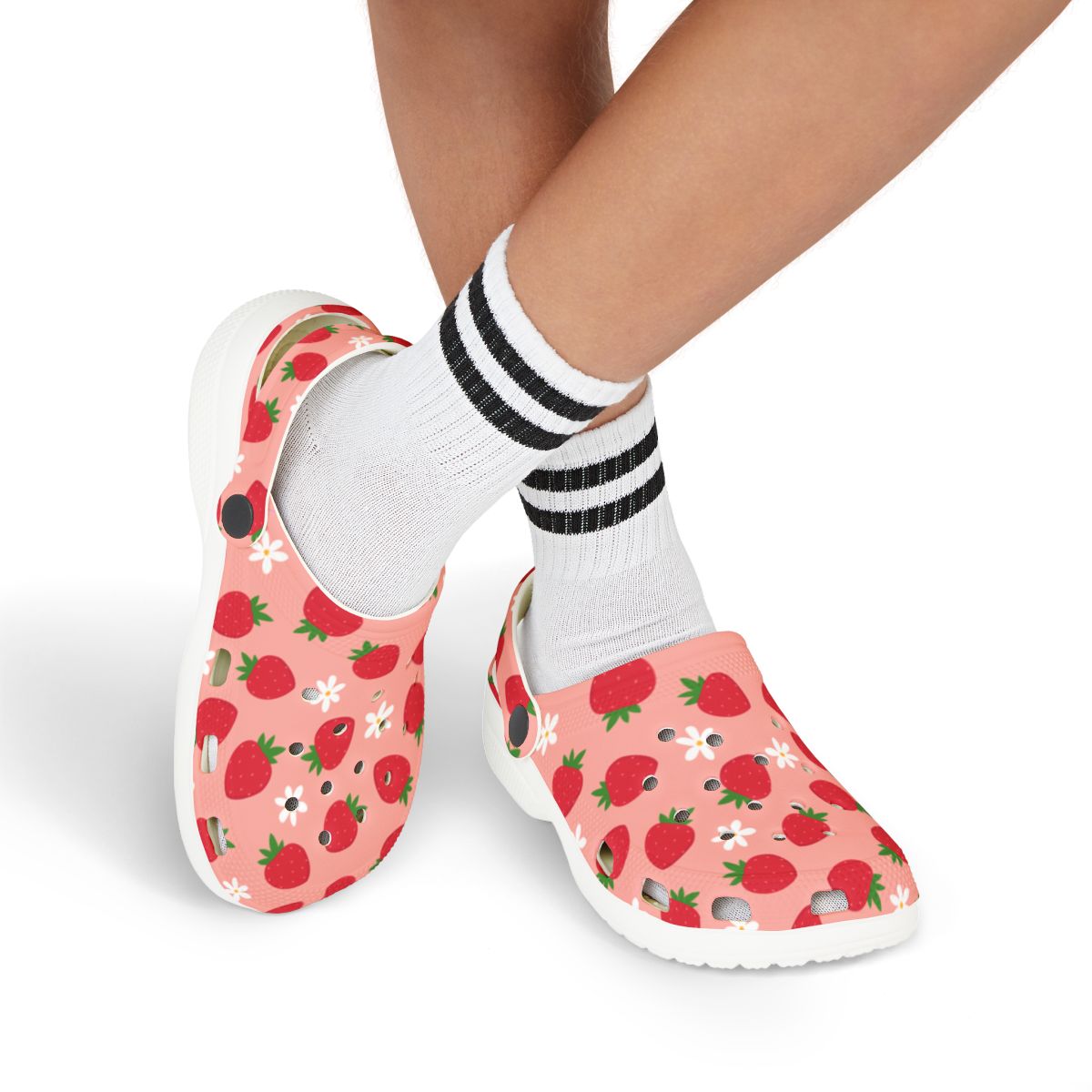 Strawberry Garden Shoes for Adults & Kids – Lightweight EVA Slip-On Pink Fruit Sandals Water-Resistant Nurse Comfort & Summer Walking