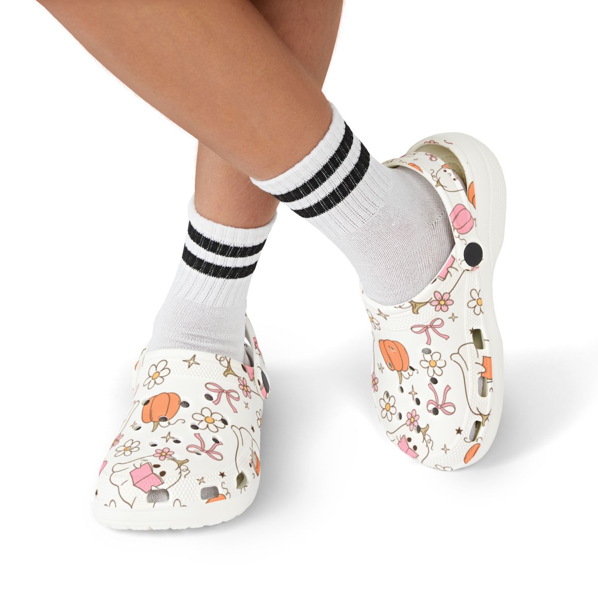 Pastel Ghost Pumpkin Garden Shoes for Adults & Kids – Lightweight EVA Slip-On Halloween Sandals Water-Resistant Nurse Comfort Footwear