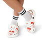 Cherry Bow Garden Shoes for Adults & Kids – Lightweight EVA Slip-On Summer Sandals with Hearts & Fruit Print, Water-Resistant Nurse Comfort