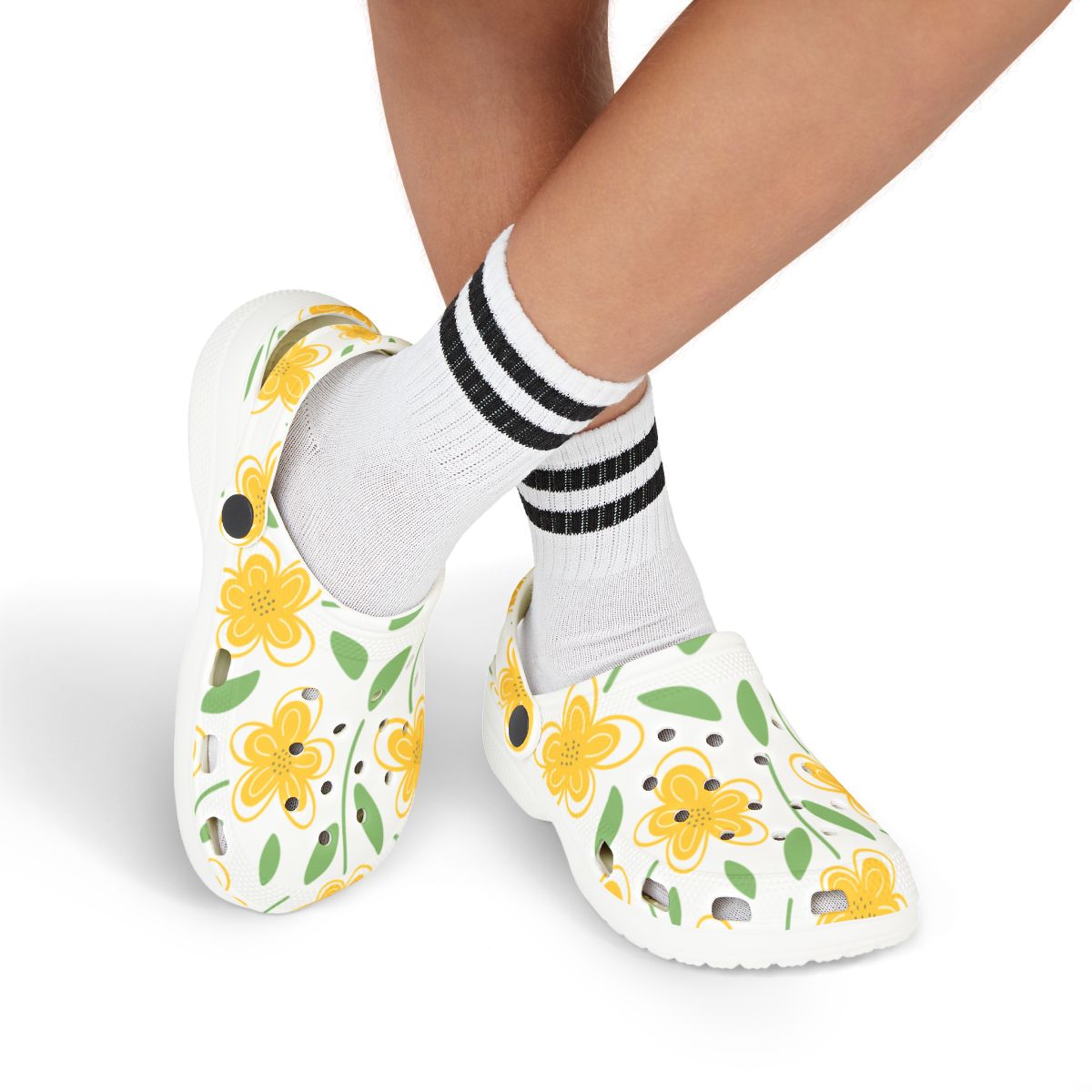 Yellow Blossom Garden Shoes for Adults & Kids – Lightweight EVA Slip-On Floral Spring Sandals Water-Resistant Nurse Comfort & Walking