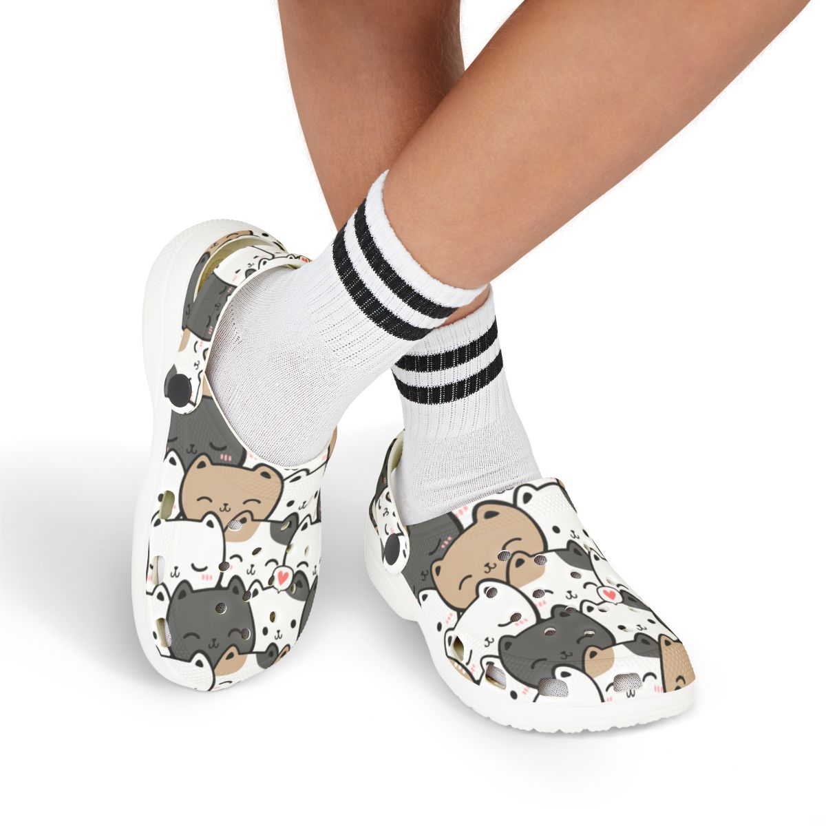 Patchwork Cat Garden Shoes for Adults & Kids – Lightweight EVA Slip-On Cute Neutral Animal Sandals Water-Resistant Nurse Comfort & Everyday Walking