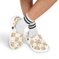 Checkerboard Ghost Garden Shoes for Adults & Kids – Lightweight EVA Slip-On Halloween Sandals Water-Resistant Nurse Comfort Walking Footwear