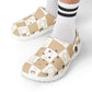 Checkerboard Ghost Garden Shoes for Adults & Kids – Lightweight EVA Slip-On Halloween Sandals Water-Resistant Nurse Comfort Walking Footwear