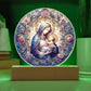 Mary and Baby Jesus Stained Glass Style Plaque