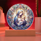 Mary and Baby Jesus Stained Glass Style Plaque
