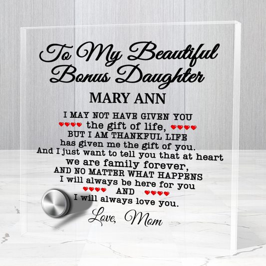 Bonus Daughter Message Card Plaque